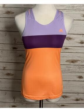 Adidas Youth Girl purple orange colorblock racerback tank top Large/13-14Y
